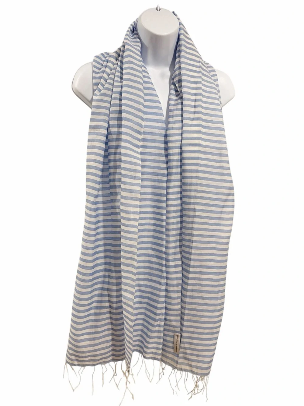 Jill McGowan Striped Cotton Wrap Scarf with Fringe
